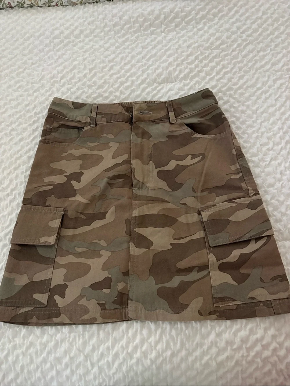 Blue Rain Camouflage Cargo Mini Skirt - Brown/Olive